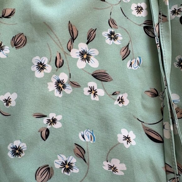 Mint Green Floral Maxi Bohemian Skirt Womens M Elastic Waist Lightweight - Picture 7 of 8